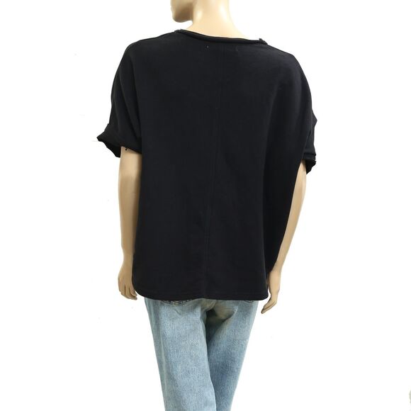 Voyageur By Mersea Frenchie Raw Edge V-Neck Sweatshirt Top Oversized OS 283409 - Picture 7 of 9